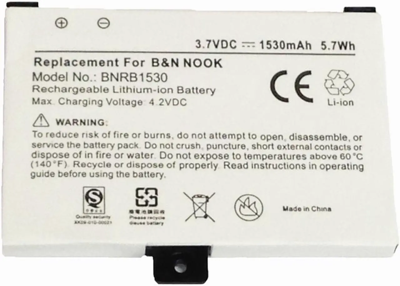 Alt view image 2 of 4 - Replacement 1530mAh BNRZ1000, 9BS11GTFF10B3, BNRB454261, BNRB1530 Battery for Barnes & Noble Nook 1st Edition, Nook Classic, BNRV100, BNRZ100 Digital eReader with Installation Tools