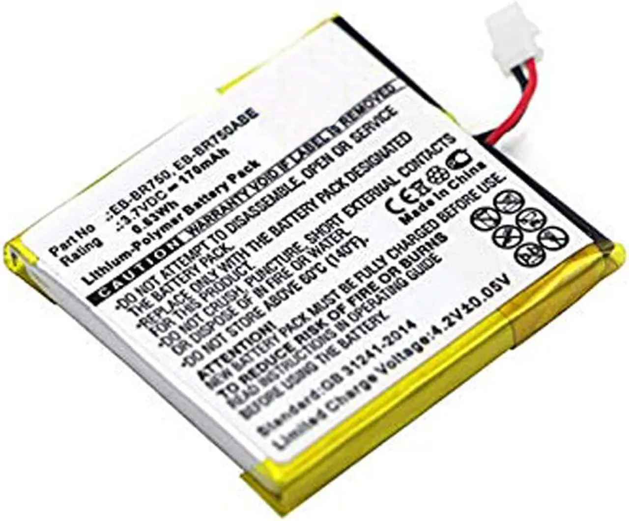 Alt view image 3 of 5 - 170mAh EB-BR750, EB-BR750ABE Battery Replacement for Samsung Galaxy Gear S R750, SM-R750 Smart Watch with Installation Tools