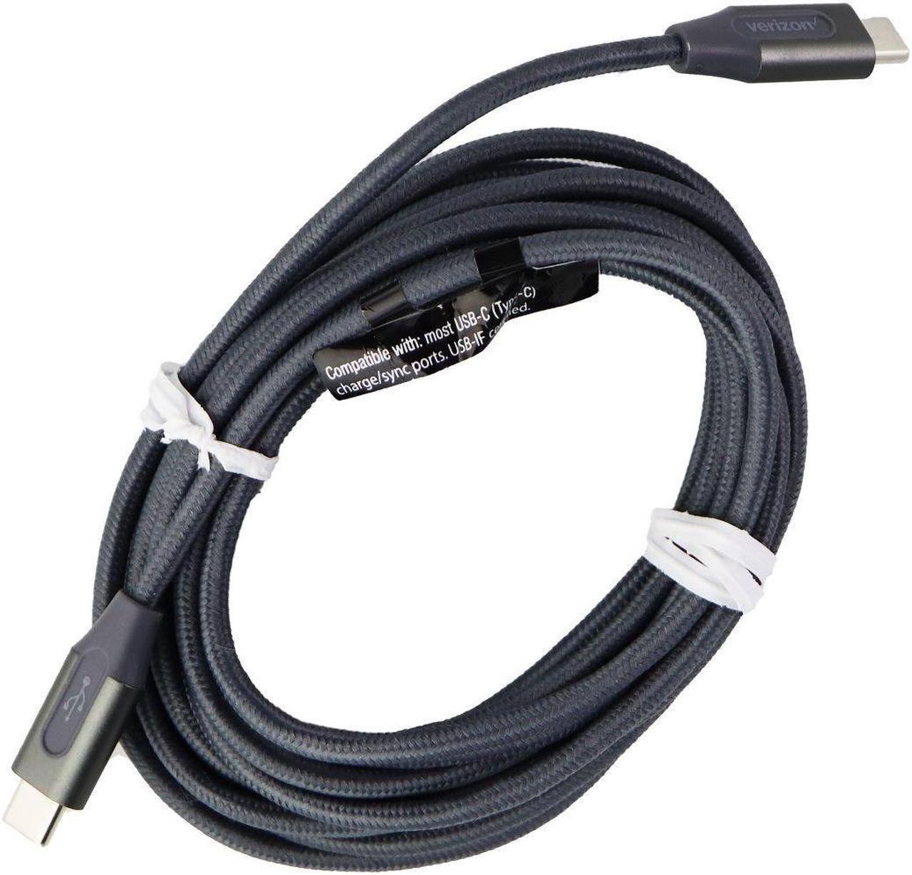 Main image of Verizon 10-Ft (USB-C) to (USB-C) Charge & Sync Braided Cable - Gunmetal Gray