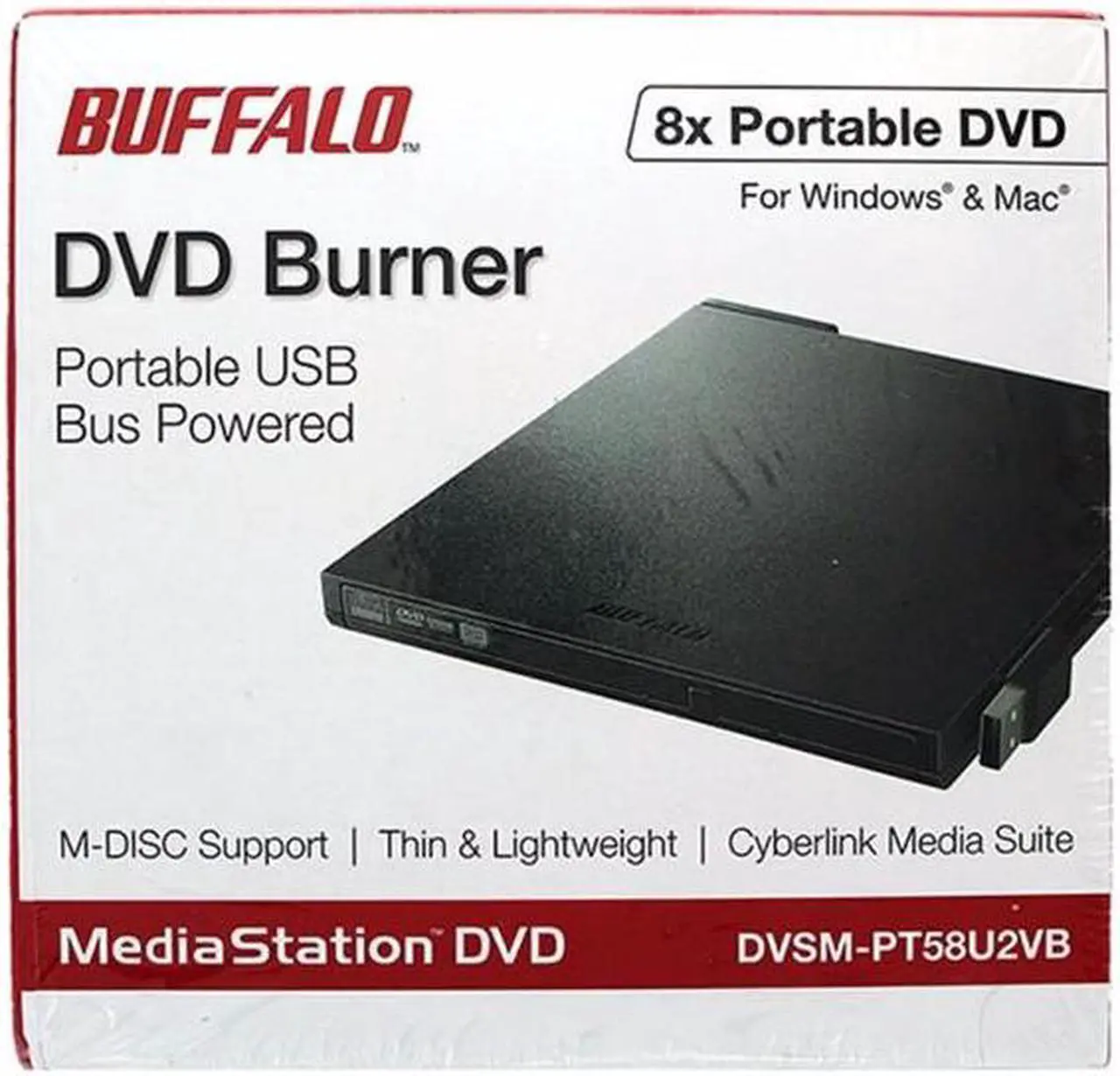 Main image of Buffalo  DVSM-PT58U2VB  Portable USB 2.0 DVD Writer