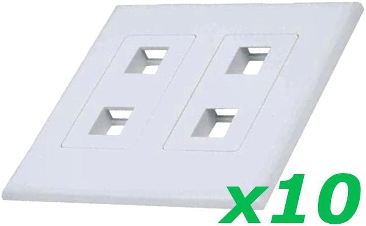 Alt view image 5 of 5 - 10X White 2-Gang Screwles Decora Wall Plate Cover w/ 2-Port Keystone Jack Insert