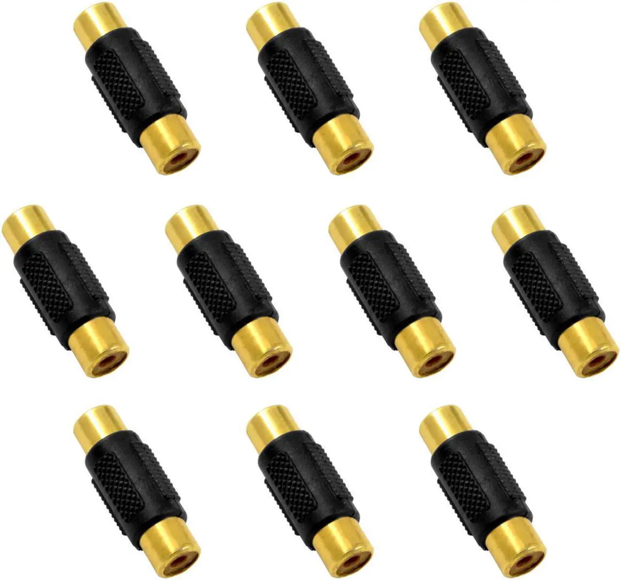 Main image of The Wires Zone Gold Plated Female to Female RCA Coupler Barrel 10 Pack