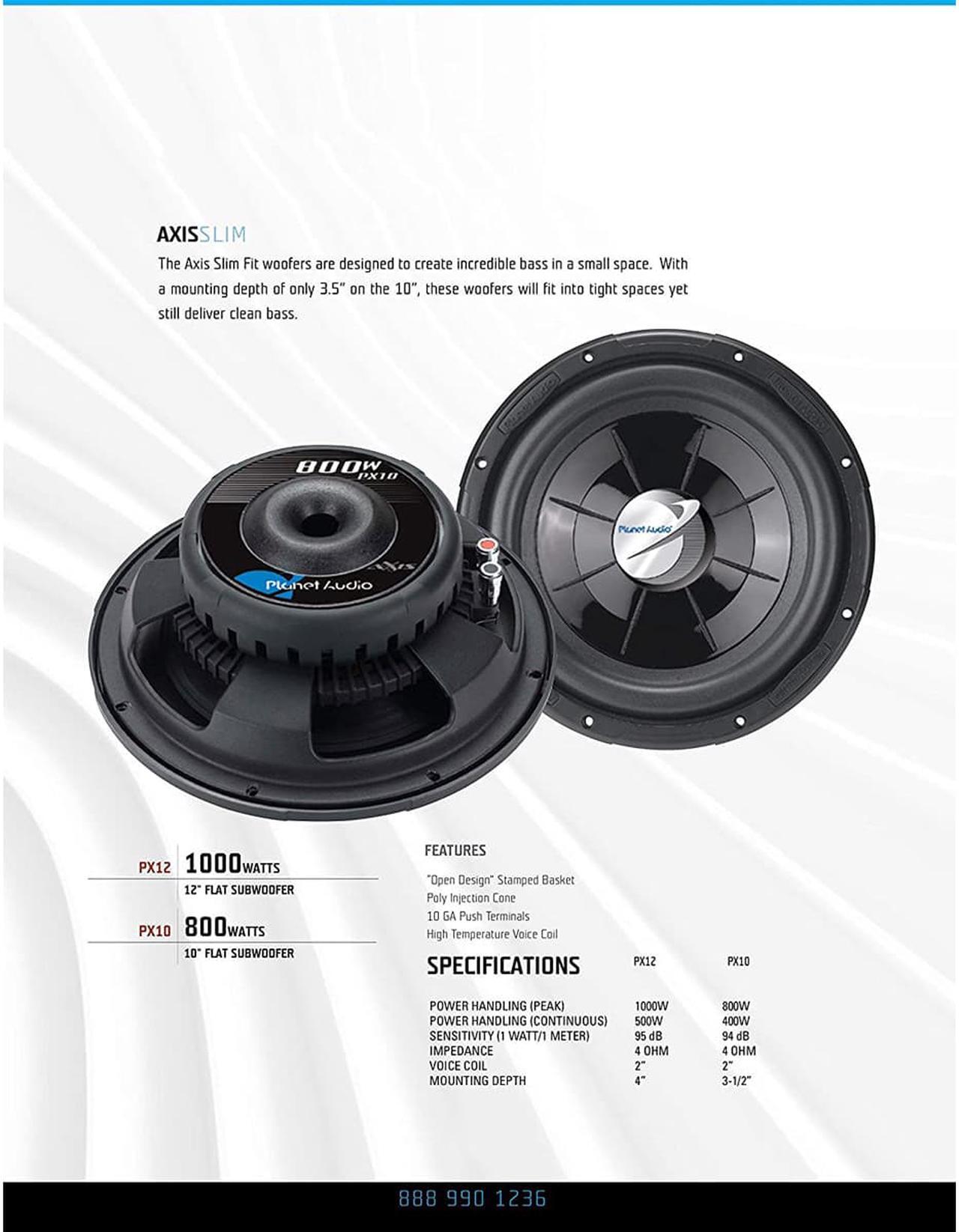 Alt view image 9 of 17 - PLANET AUDIO PX10 Planet 10 Shallow Mount Woofer 800W Max