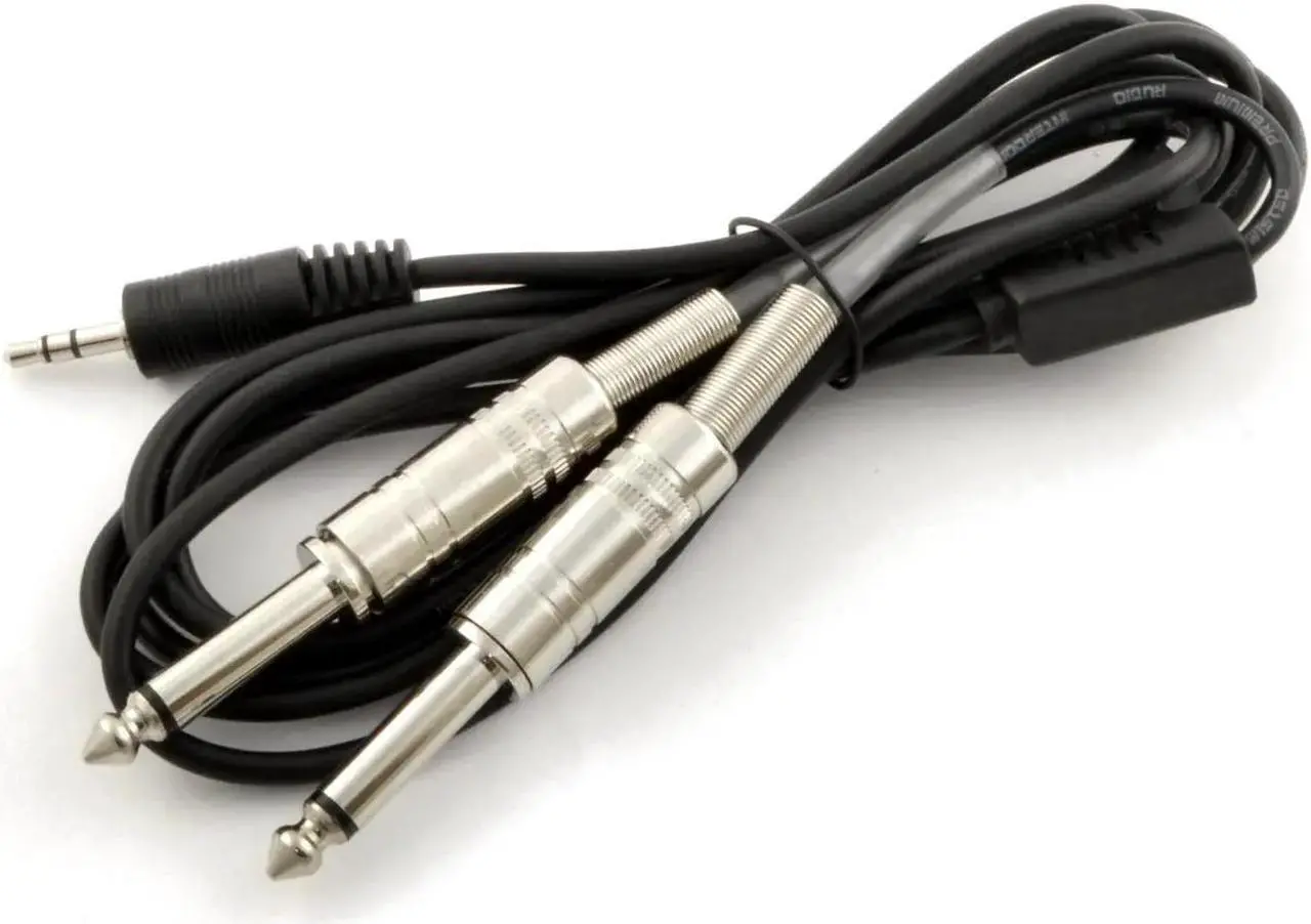 Main image of AUX 3.5-Inch MP3 to DUAL 1/4-Inch Speaker Cable Y Adapter Plug Jack Black (3FT)