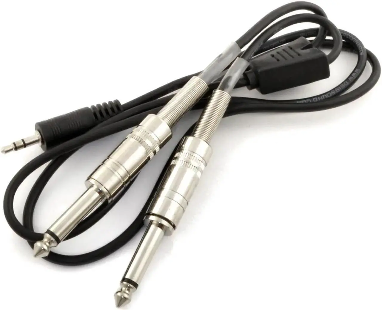 Main image of AUX 3.5-Inch MP3 to DUAL 1/4-Inch Speaker Cable Y Adapter Plug Jack Black (6FT)