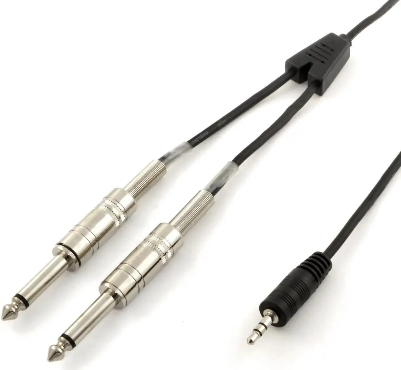 Alt view image 2 of 2 - AUX 3.5-Inch MP3 to DUAL 1/4-Inch Speaker Cable Y Adapter Plug Jack Black (6FT)
