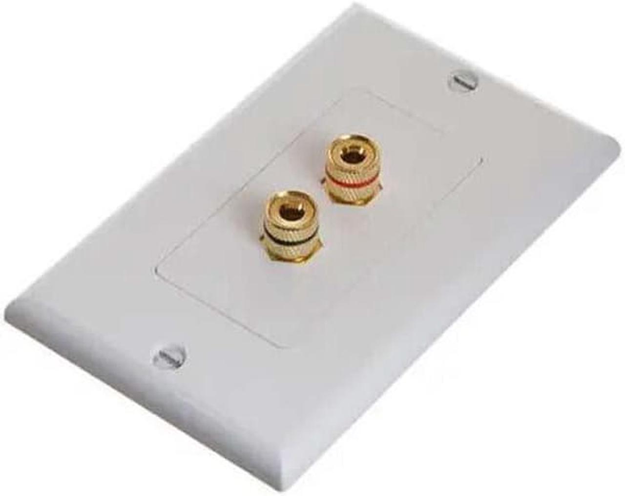 Alt view image 2 of 4 - Spring Banana Binding Post Decor Style Wall Plate for One Speaker 2 Port White (5 Pack)