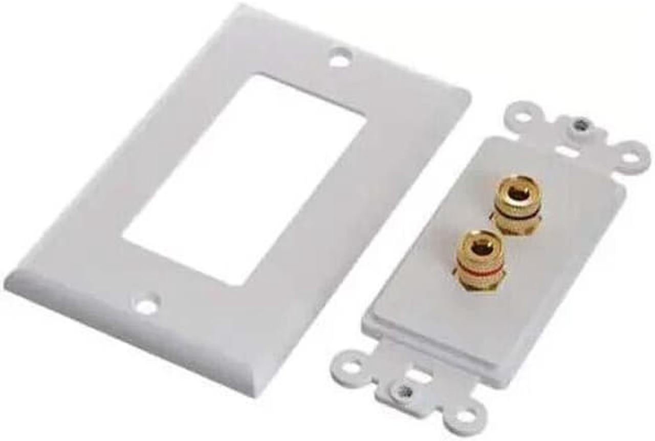 Alt view image 3 of 4 - Spring Banana Binding Post Decor Style Wall Plate for One Speaker 2 Port White (5 Pack)