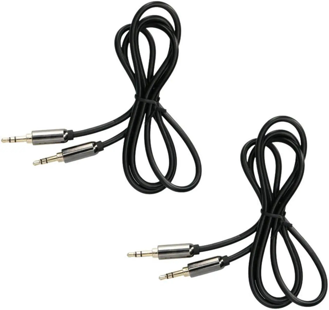 Main image of 3.5mm Male to Male Stereo Audio AUX Cable Auxiliary 3ft for Car PC iPhone iPod Black (2 Pack)