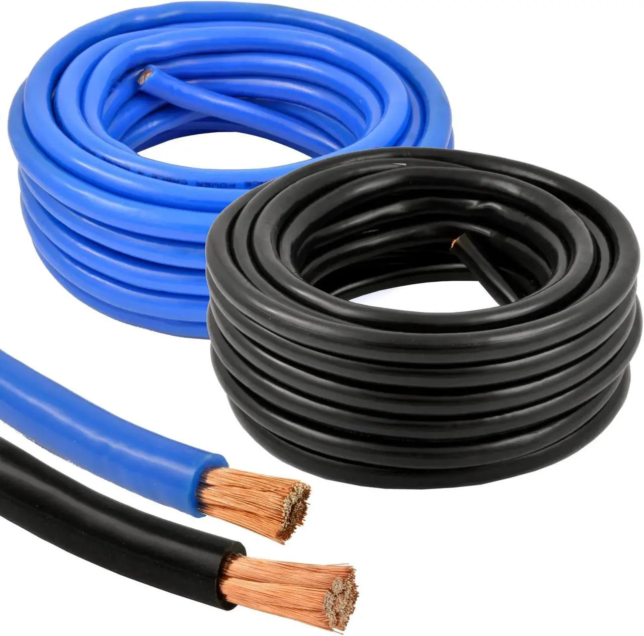 Main image of 4 Gauge 50 Feet Total Blue and Black High-Performance Amplifier Power/Ground Cable (Blue/Black)