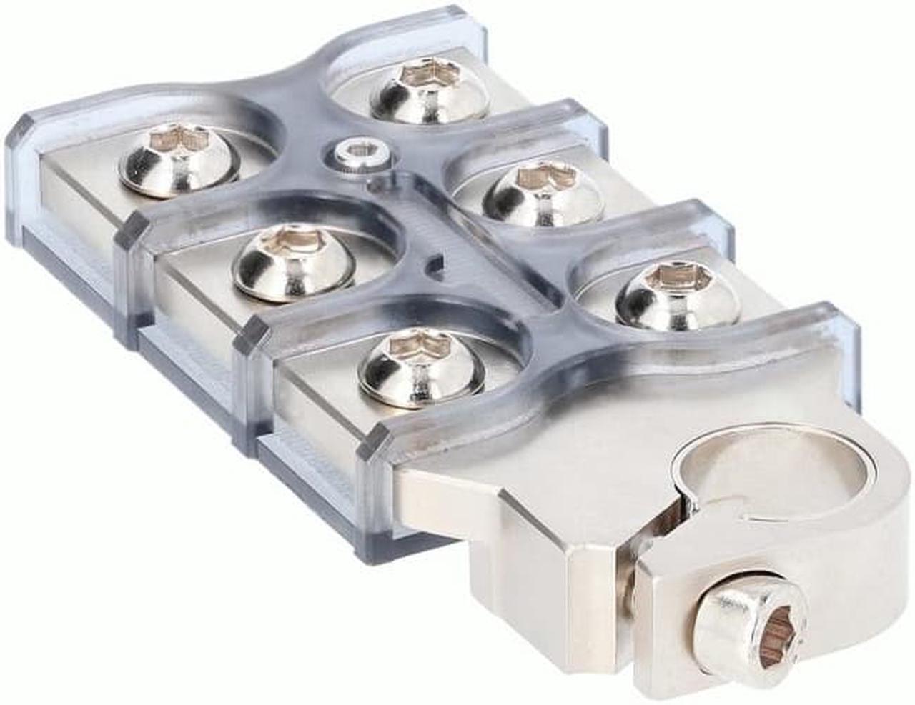 Main image of Shuriken 6 positions Positive or Negative Battery Terminal 100 % Brass Spade or Ring Terminals