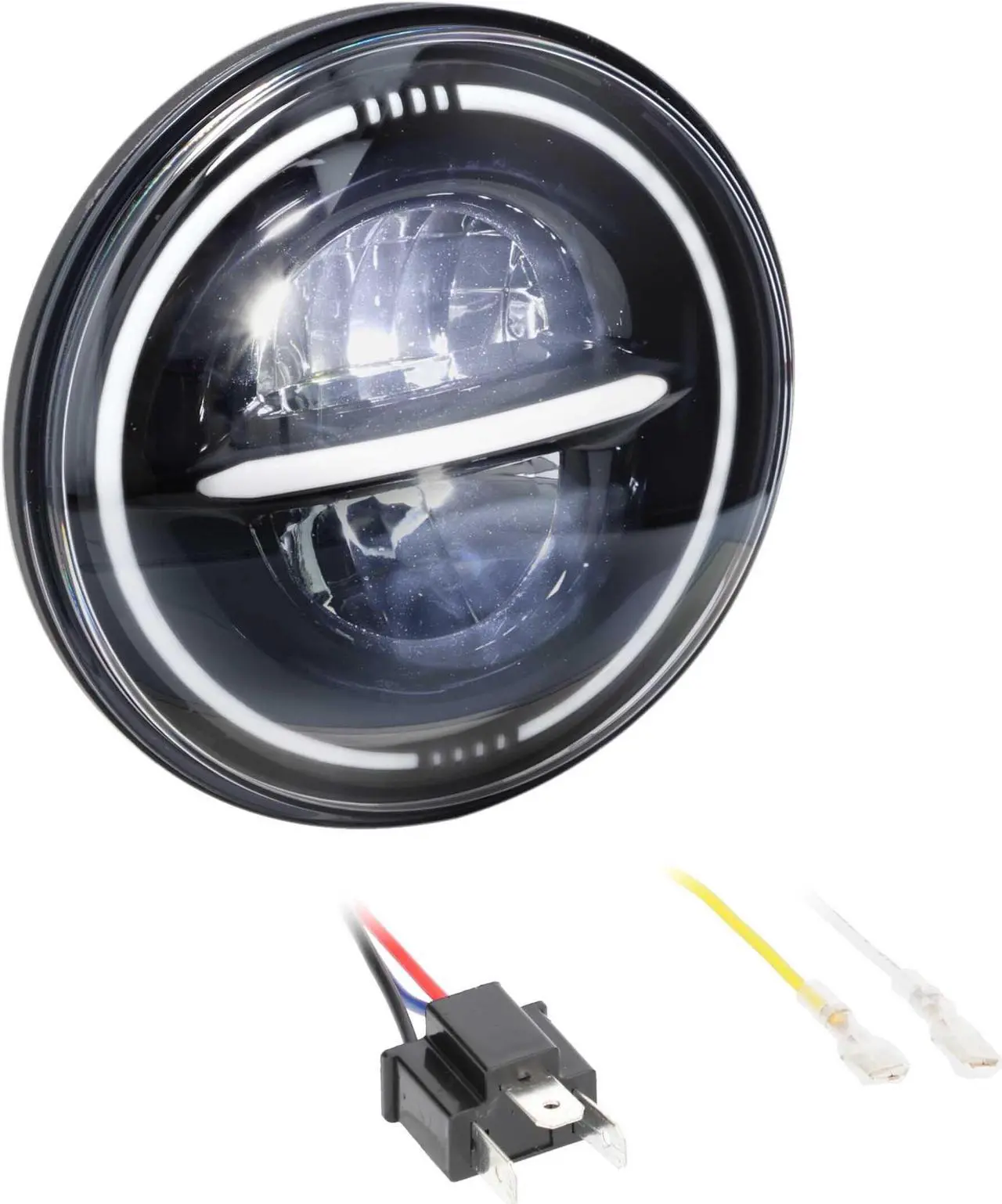 Alt view image 5 of 7 - Metra BC-709B 7" Reflector Headlight with Full Halo Universal Motorcycle Headlight