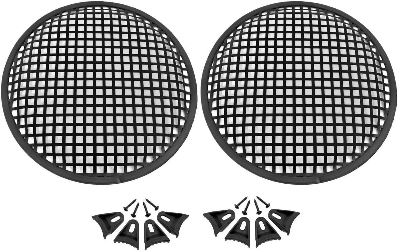 Main image of Universal 10 inch Metal Mesh Speaker Subwoofer Grill Cover Waffle Style - 2 Pack