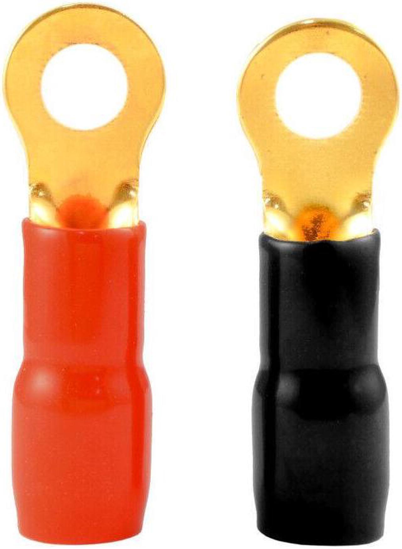 Alt view image 2 of 2 - 10 Pack Wire Crimp Cable 4 AWG 4 Gauge 5/16" Ring Terminals 5/16 Red Black Boots