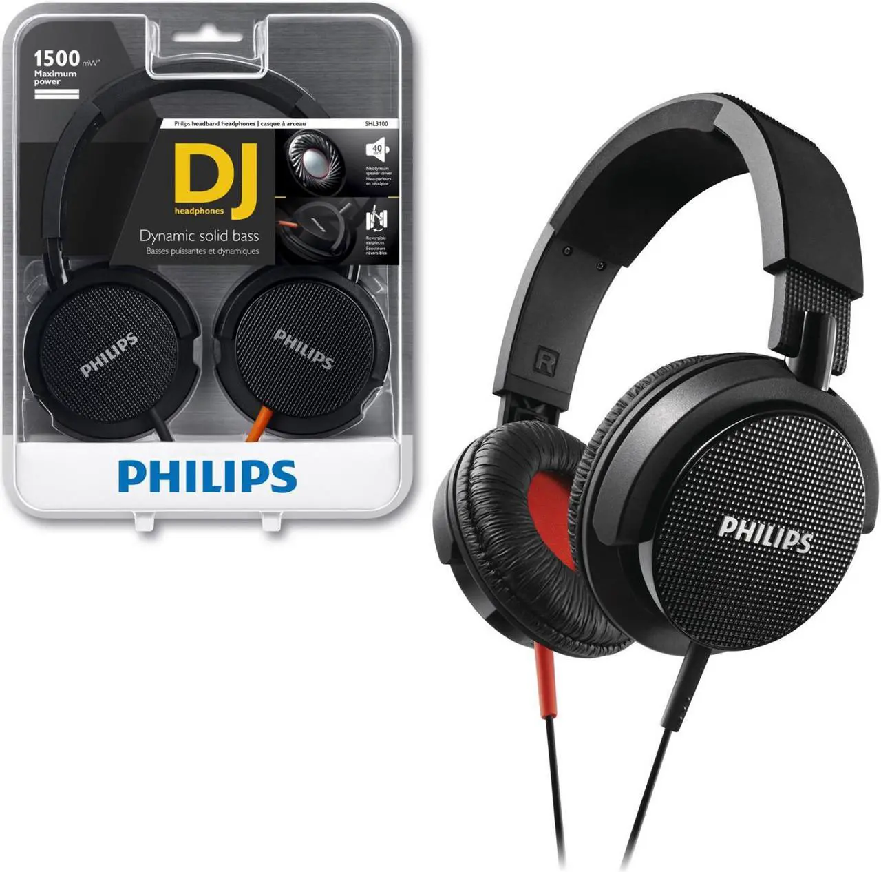 Main image of Philips SHL3100BK Black Dynamic Solid Bass 1500mW Foldable DJ Stereo Headphones