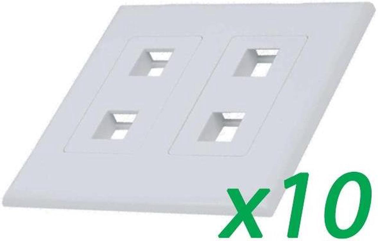 Alt view image 3 of 5 - 10X White 2-Gang Screwles Decora Wall Plate Cover w/ 2-Port Keystone Jack Insert