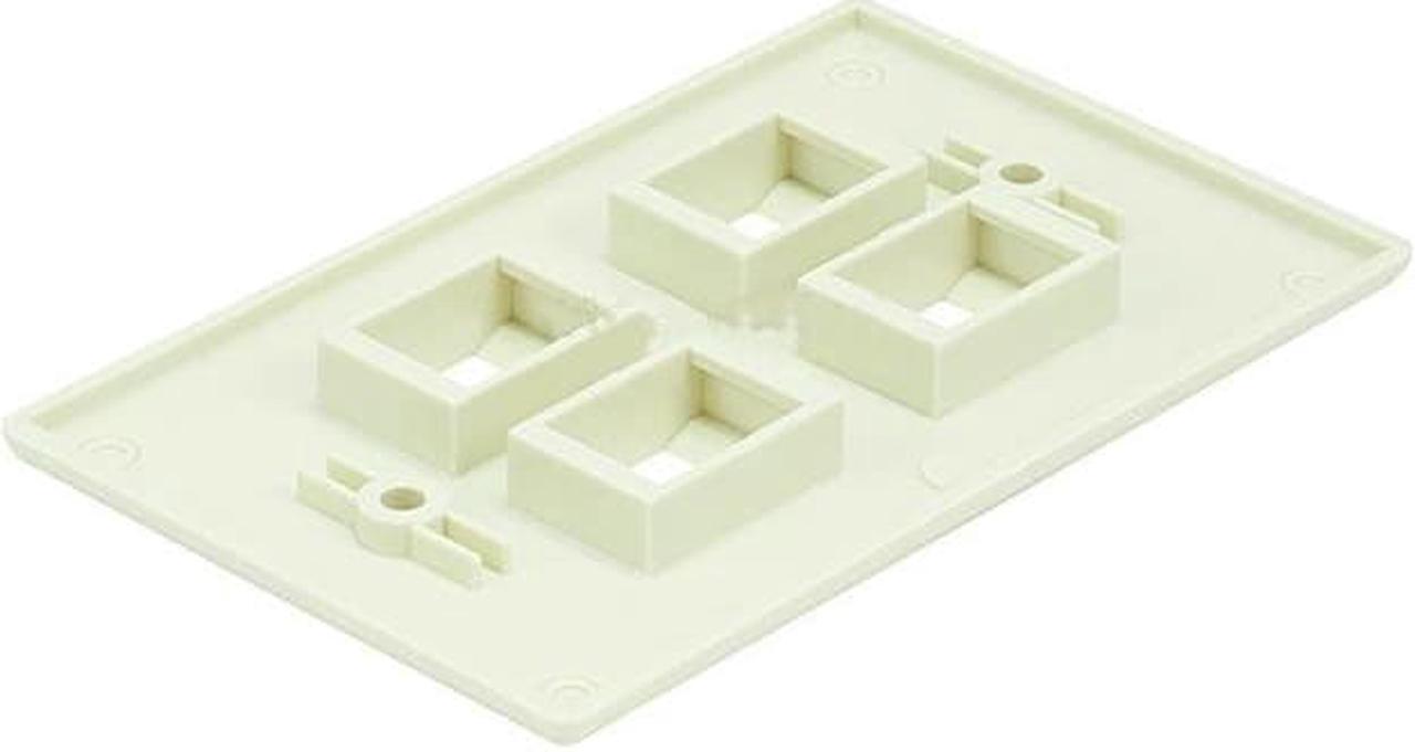 Main image of White 4 Port Hole Keystone Jack Flat Wall Plate with Smooth Surface (20/pack)