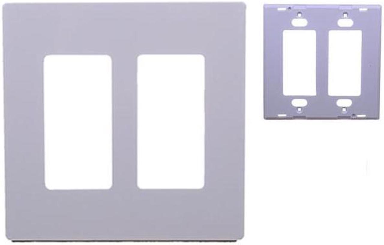 Alt view image 4 of 5 - 10X White 2-Gang Screwles Decora Wall Plate Cover w/ 2-Port Keystone Jack Insert