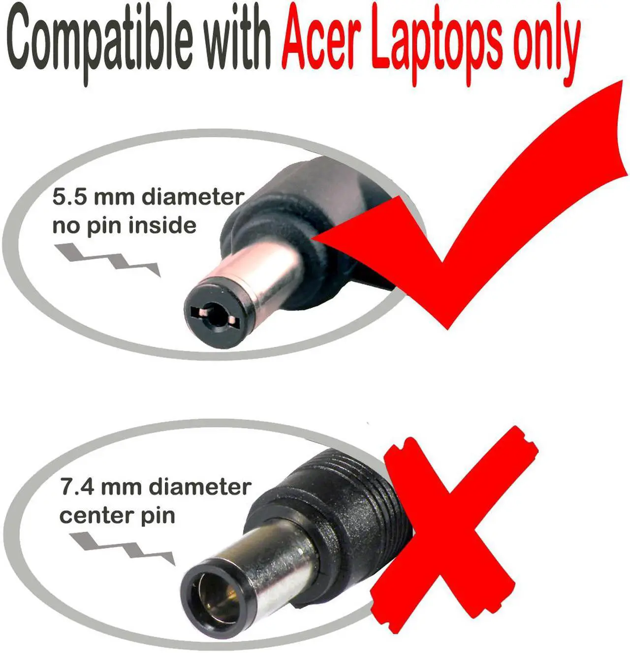 Alt view image 3 of 7 - 135W AC Adapter for Acer AN517-52 AN517-52-52T3 AN715 AN715-51 AN715-51-70TG AN715-51-73BU AN715-51-752B AN715-51-752B NX.KFPAA.001, AK.135AP.020 V5-591G VN7-592G VN7-792G AN517-52-5744
