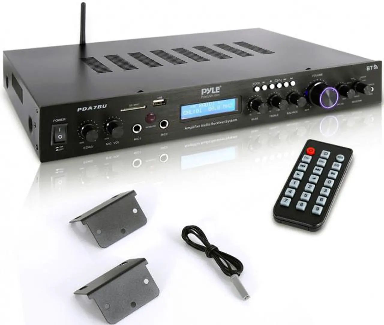 Alt view image 2 of 17 - Home Theater Amplifier Audio Receiver Sound System with Bluetooth Wireless Streaming, MP3/USB/SD/AUX/FM Radio (200 Watt) (PDA7BU)
