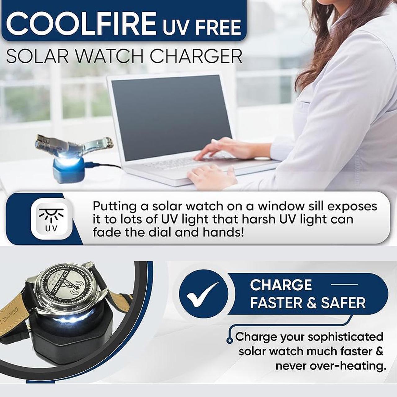 Alt view image 3 of 7 - Solar Watch Fast Charger for All Eco Solar Watches Reloj Hombre Solar Pad Power Smart Watch Portable Battery Charger Automatic - Model 1046