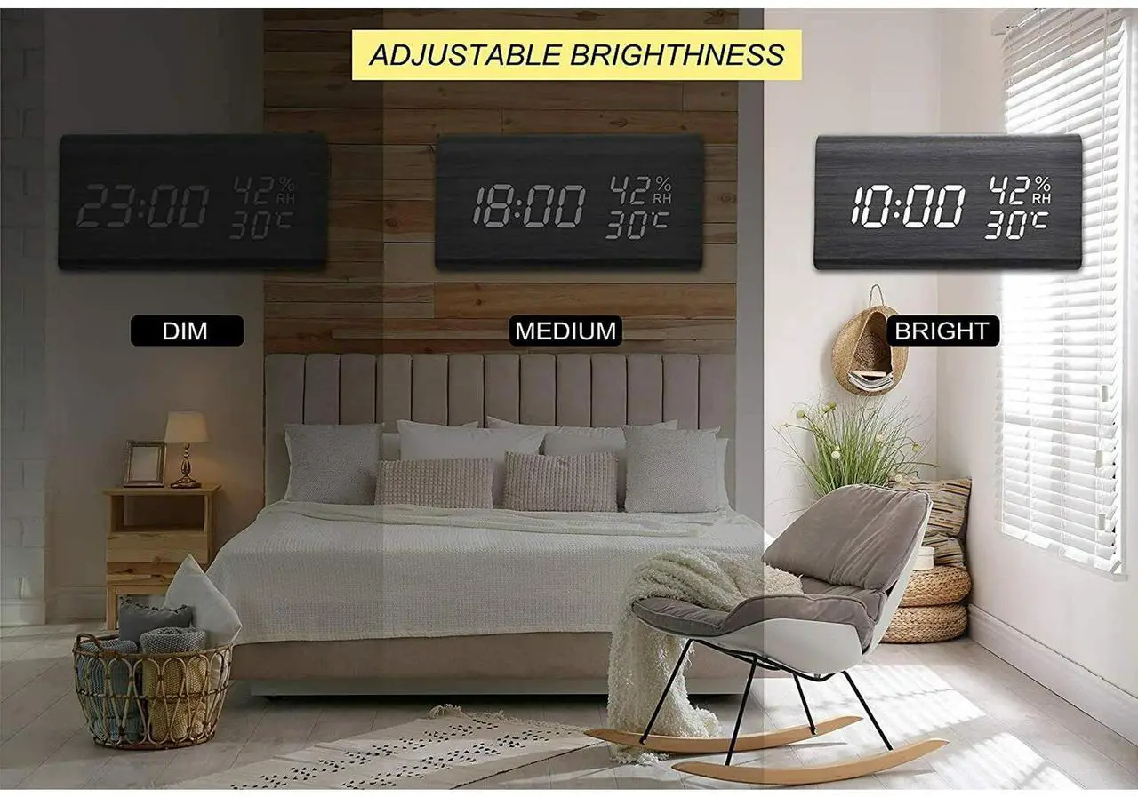 Alt view image 3 of 7 - Maximal Power Wooden Vibrating Alarm Clock for Heavy Sleepers Adults, Loud Alarm Clock for Heavy Sleepers, Bed Shaker Alarm Clock, Smart Alarm Clock, Digital Alarm Clock, Bedroom Decorations (Pink)