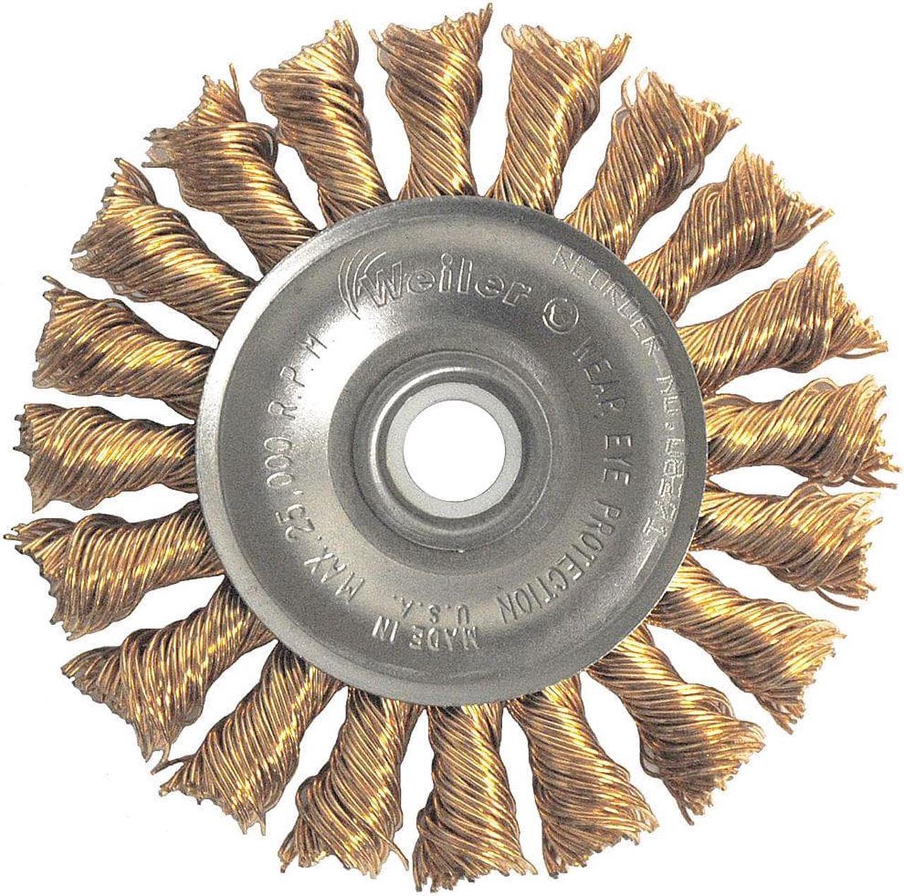 Main image of WEILER 93808 Twist Wire Wheel Wire Brush, Threaded Arbor