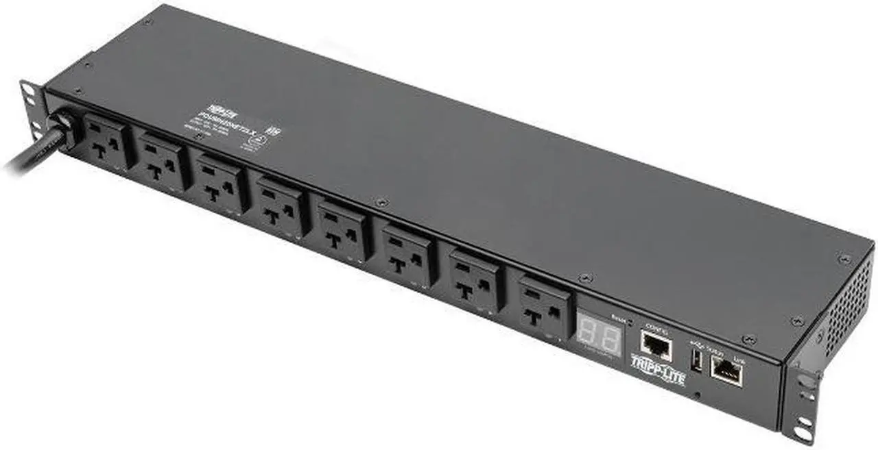 Alt view image 10 of 20 - Tripp Lite 1.9kW Single-Phase Switched PDU, LX Platform Interface, 120V Outlets (8 x 5-15/20R), NEMA L5-20P, 12.0 Feet Cord, 1U Rack, TAA (PDUMH20NET2LX)