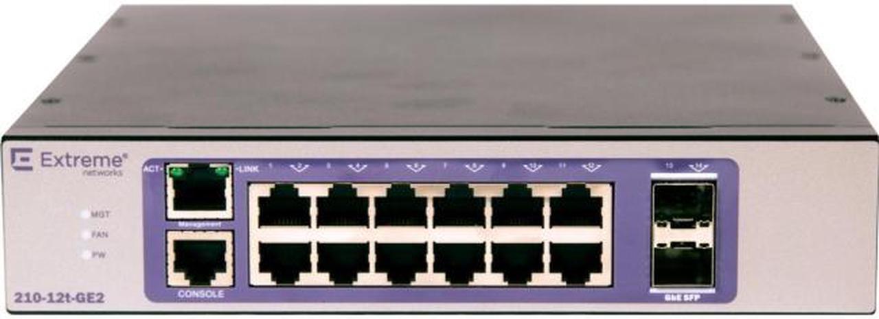 Alt view image 7 of 13 - Extreme Networks - 16566 - Extreme Networks 210-12t-GE2 Ethernet Switch - 12 Ports - Manageable - 3 Layer Supported -