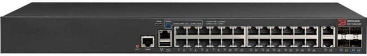 Brocade Communications - ICX7150-24P-4X1G - Ruckus ICX 7150-24P - Switch - L3 - managed - 24 x 10/100/1000 (PoE+) + 2 x 10/100/1000 (uplink) + 4 x Gigabit SFP - rack-mountable - PoE+ (370 W)