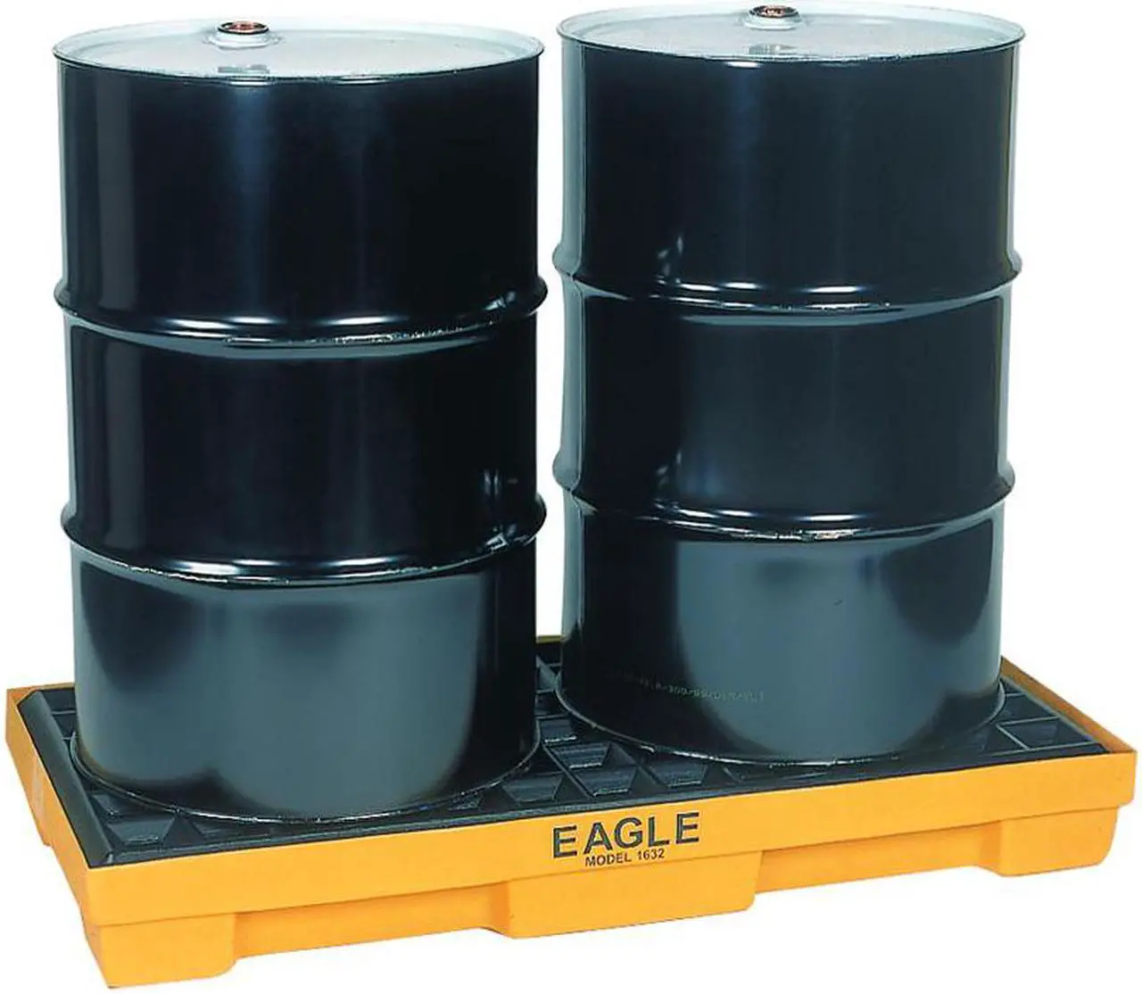 Main image of Eagle Mfg / Justrite - 1632 - Eagle Yellow High Density Polyethylene 5000 lb 30 gal Spill Deck - Supports 2 Drums - 26