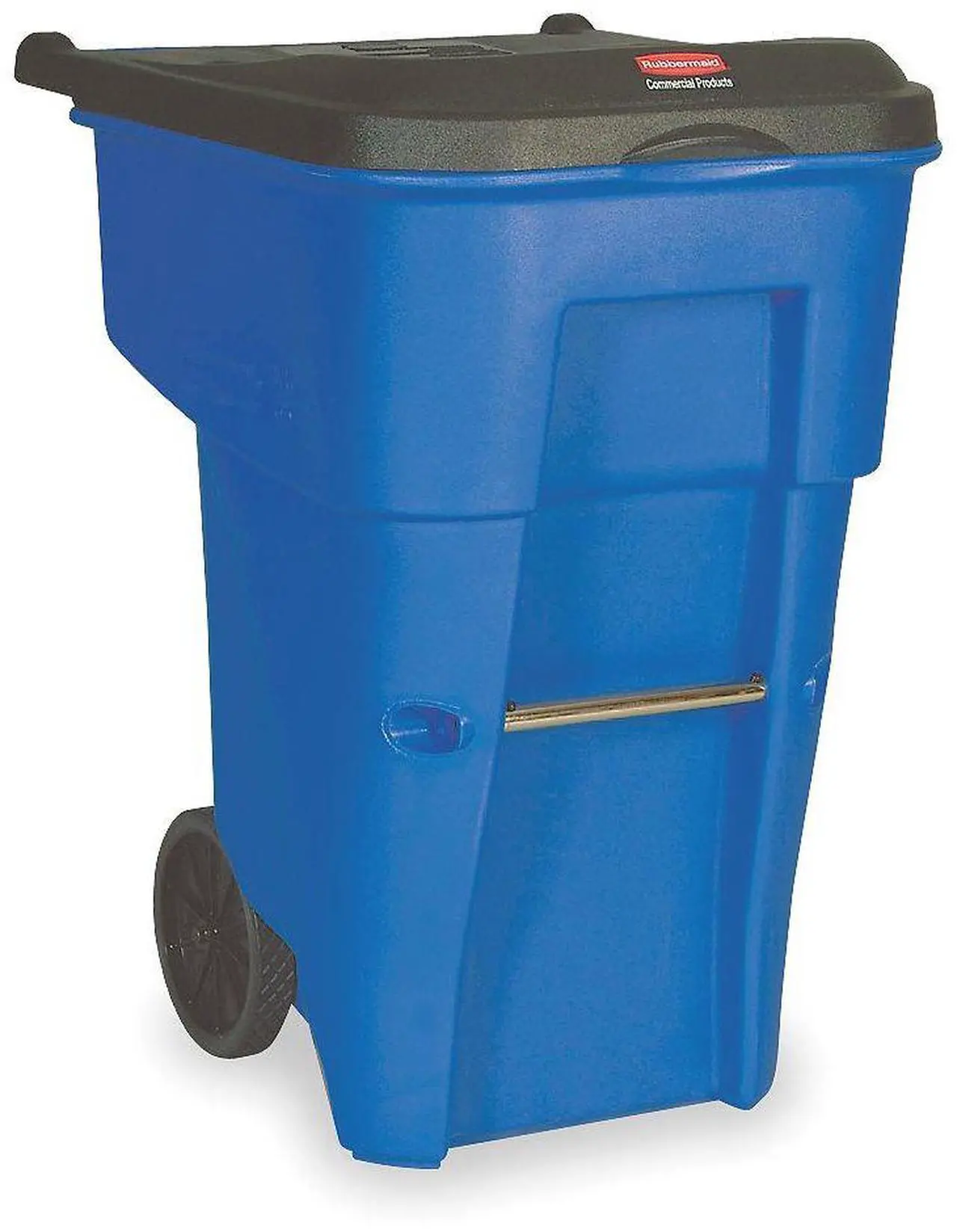 Alt view image 2 of 8 - Rubbermaid FG9W2273BLUE Square Brute Rollout Container - 95 gallon - Resin - Blue