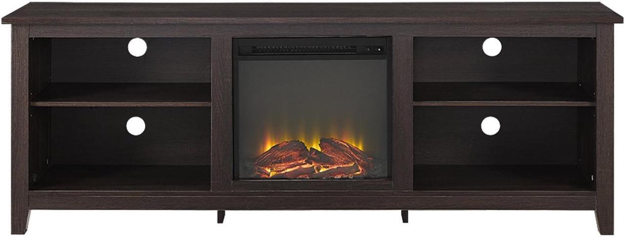 Alt view image 2 of 14 - Walker Edison W70FP18ES 70 x 24 in. Fireplace TV Stand - Espresso