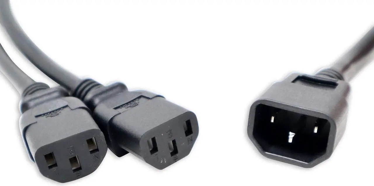 Alt view image 2 of 2 - AC Splitter Cord for UPS PDU Power Supply Units to Computer, PC, Monitor, Pedal Board, Lights - 16 AWG, 1 to Multi AC outlet, IEC320 C14 to 2x IEC320 C13, 6 feet Extension Cable