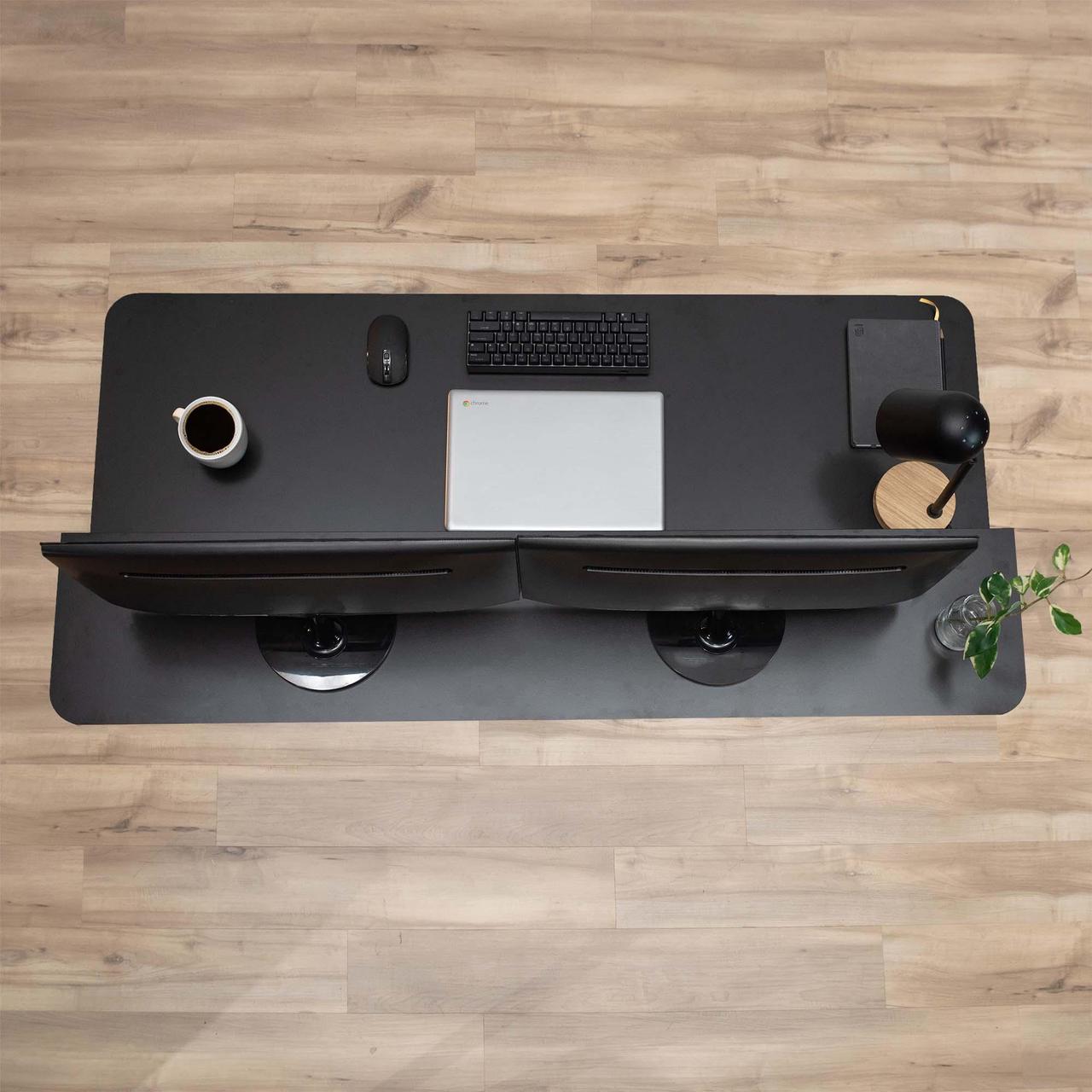 Alt view image 7 of 7 - VIVO Black 2 Tier Electric 55" x 28" Sit Stand Desk, Ergonomic Height Adjustable Workstation (DESK-E-T55B)