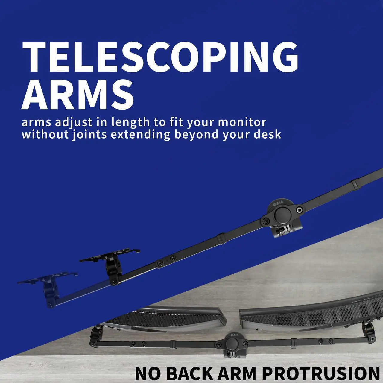 Alt view image 3 of 15 - VIVO Telescoping Dual Ultrawide 27" to 38" Monitor Heavy Duty Desk Mount Stand