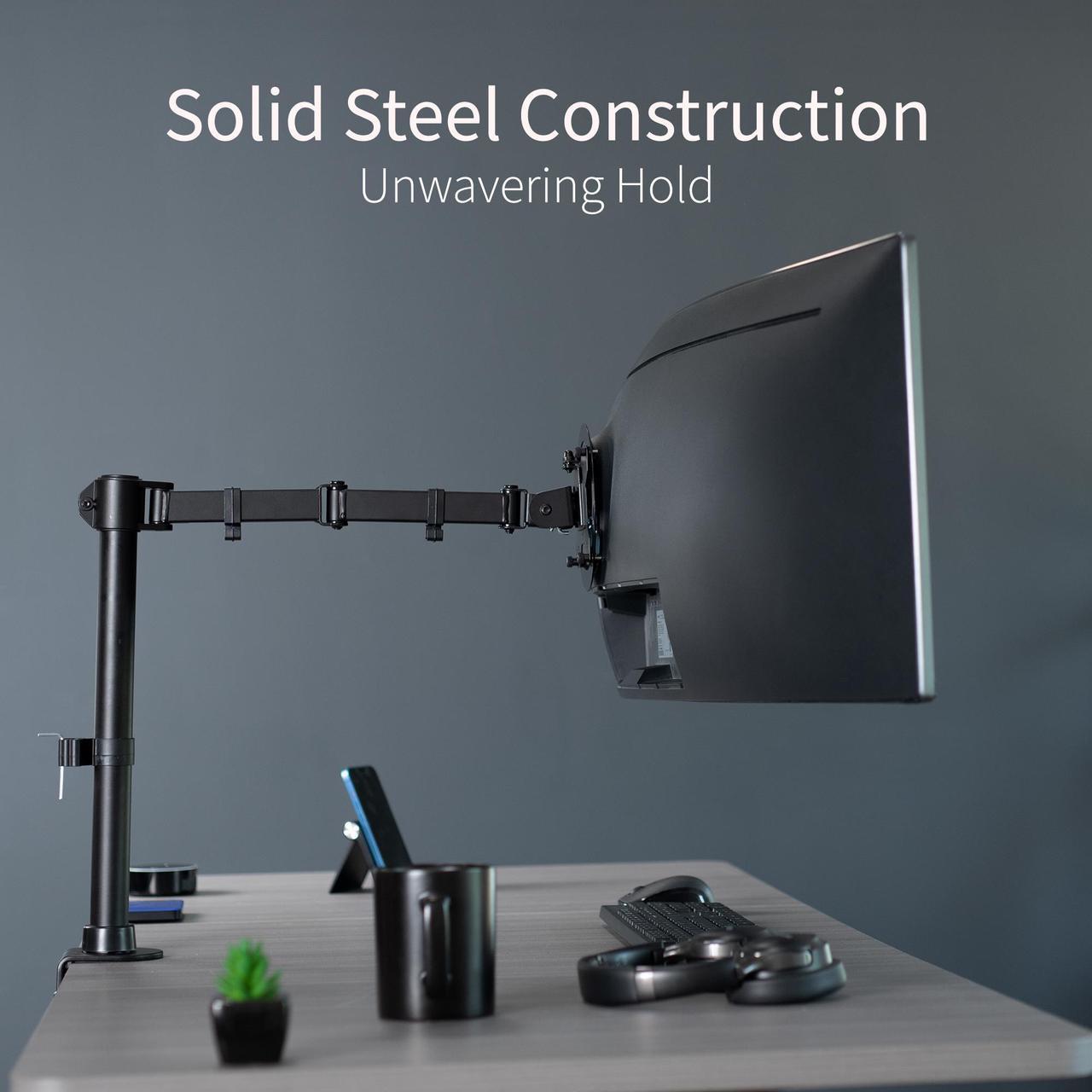 VIVO Single Ultrawide Monitor Desk Mount, Advanced Tilt Joint Adjustable Stand for Screens up to 45", Black, STAND-V149