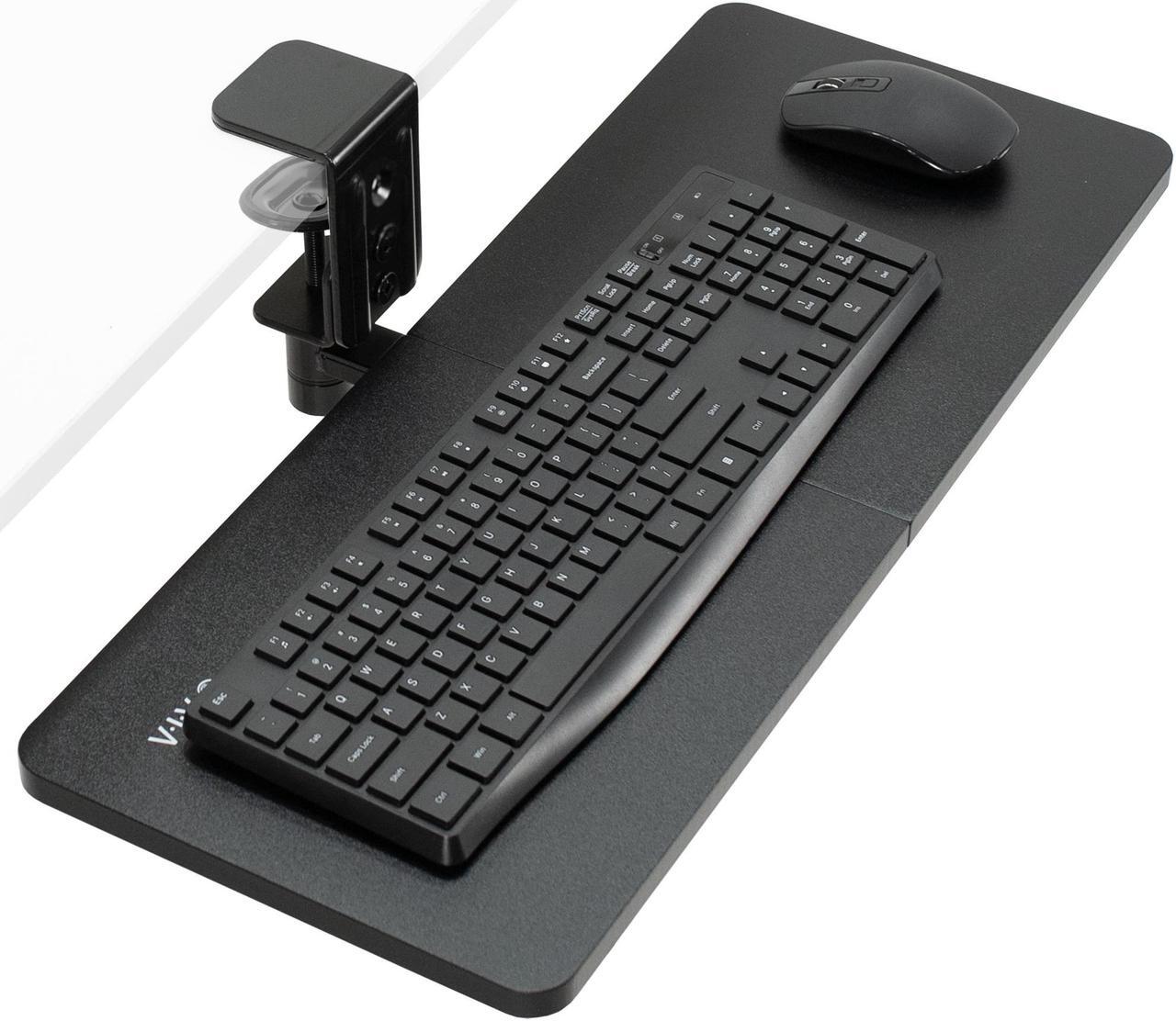 Main image of VIVO Black 25 x 10 inch Clamp-on Rotating Computer Keyboard and Mouse Tray, Extra Sturdy Single Desk Clamp, MOUNT-KB01CB