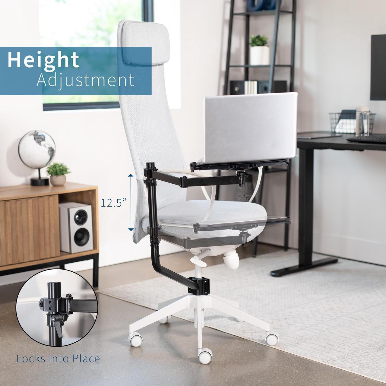 Alt view image 4 of 7 - VIVO Office Chair Mounted 12 x 9 inch Full Motion Laptop Tray