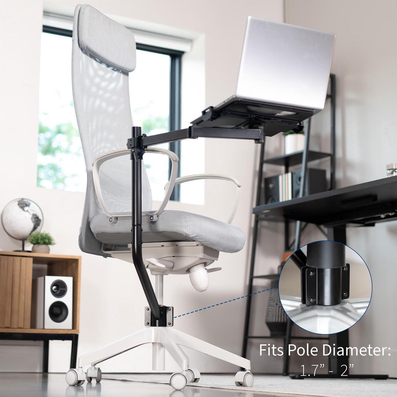 Alt view image 5 of 7 - VIVO Office Chair Mounted 12 x 9 inch Full Motion Laptop Tray