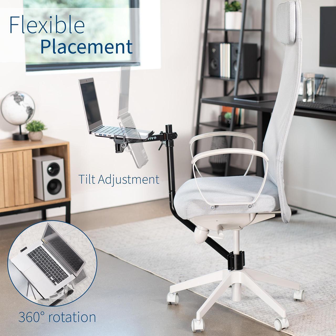 Alt view image 6 of 7 - VIVO Office Chair Mounted 12 x 9 inch Full Motion Laptop Tray