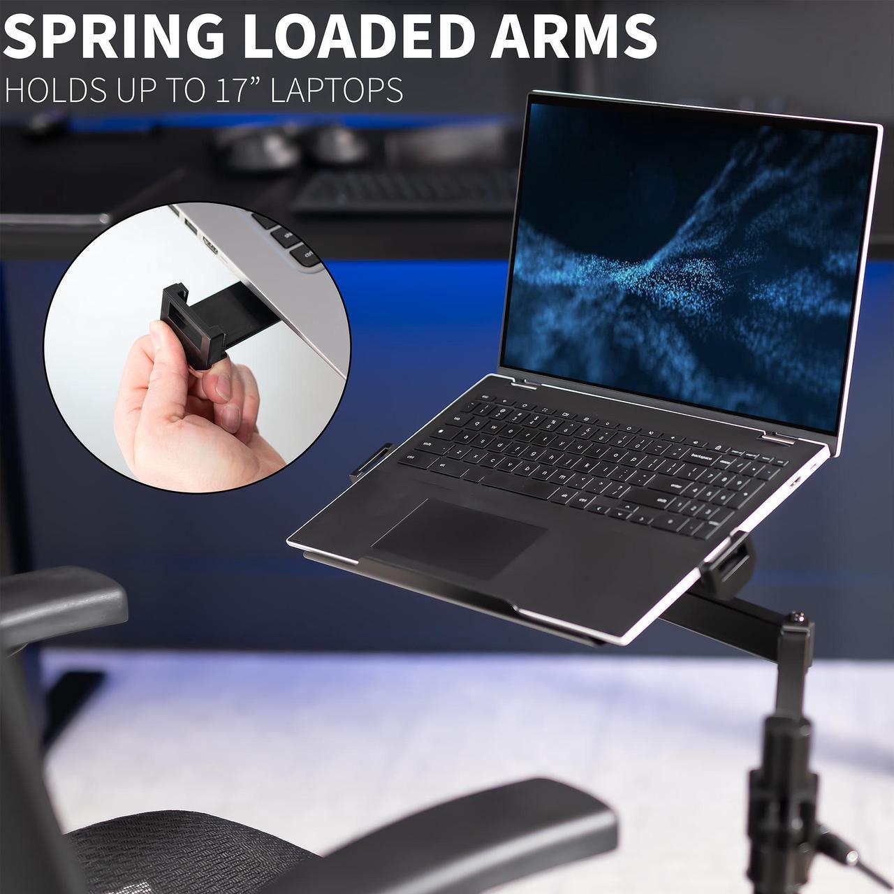 Alt view image 7 of 7 - VIVO Office Chair Mounted 12 x 9 inch Full Motion Laptop Tray