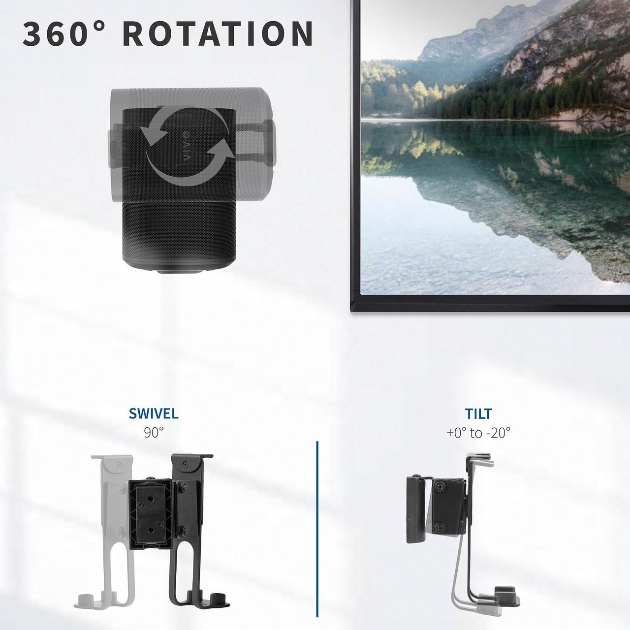 Alt view image 4 of 7 - VIVO Black Dual Wall Speaker Mount Designed for SONOS PLAY 1 Brackets (2 Pack)