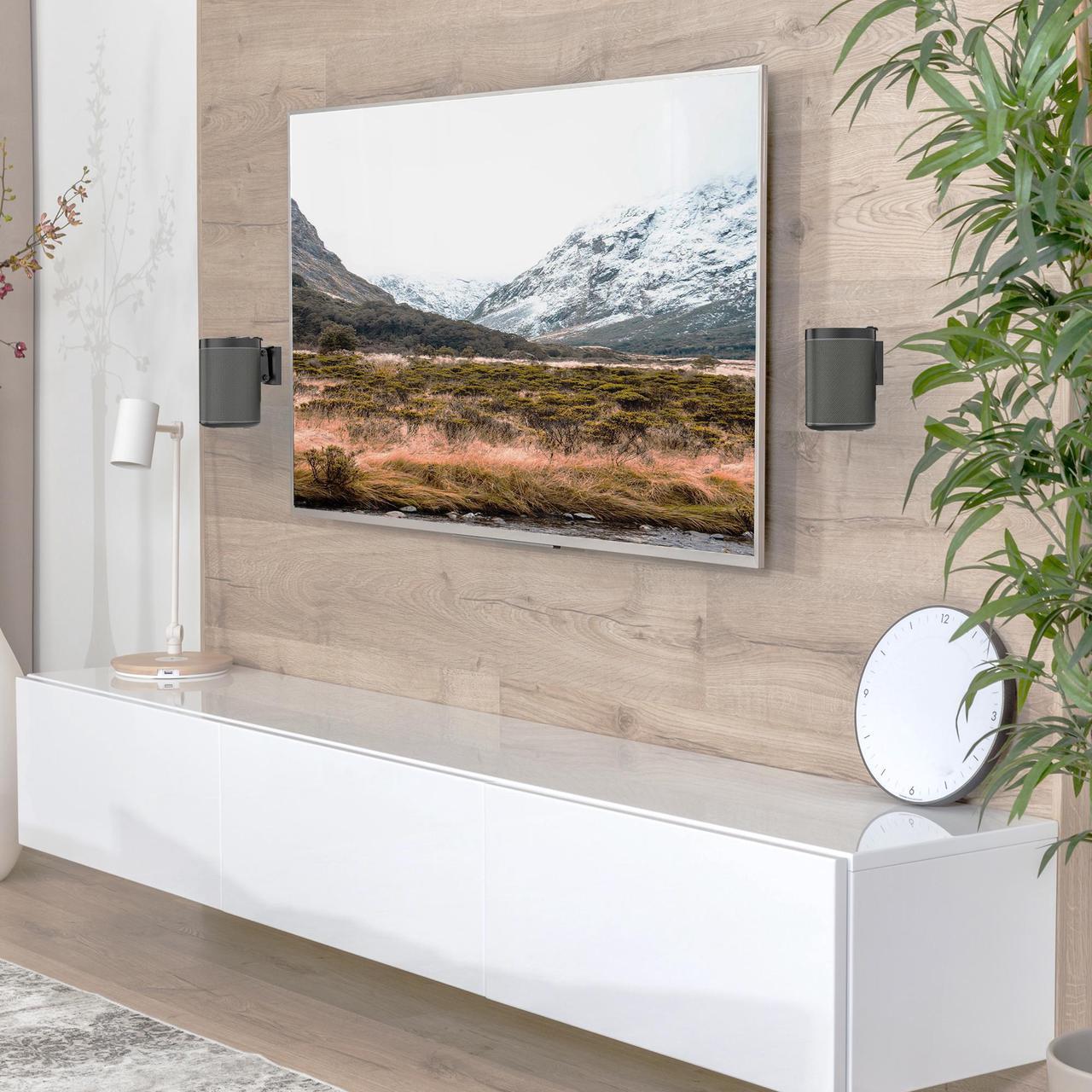 Alt view image 3 of 7 - VIVO Black Dual Wall Speaker Mount Designed for SONOS PLAY 1 Brackets (2 Pack)