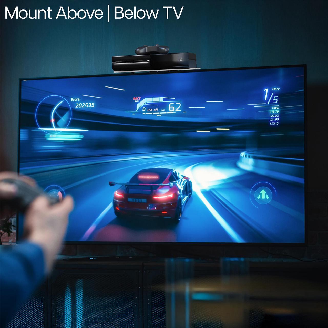 Alt view image 5 of 7 - VIVO White Floating Wall Mount Tempered Glass Shelf for DVD Player, Game System