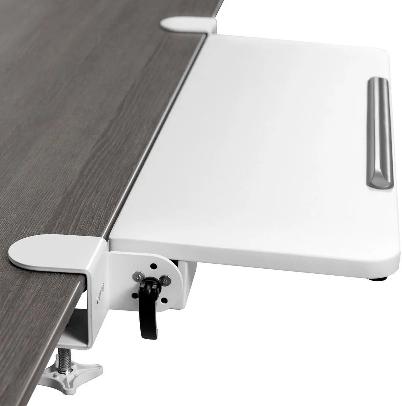 Main image of VIVO White Clamp-on Computer Keyboard and Mouse Tray, Space Saving Ergonomic Flip Down Tilting Platform (MOUNT-KB06HW)