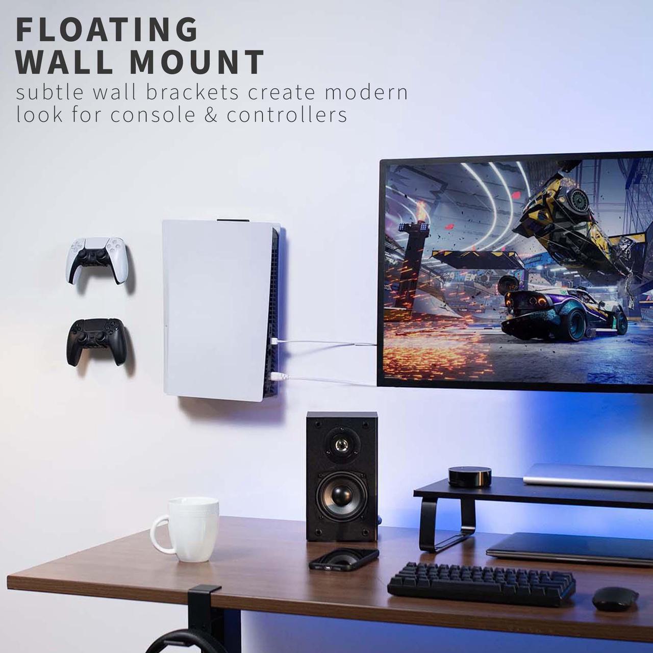 Alt view image 2 of 7 - VIVO 2 in 1 Wall and Desk Mount Designed for the PS5 Gaming Console + 2 Controller Mounts (MOUNT-PS5C)