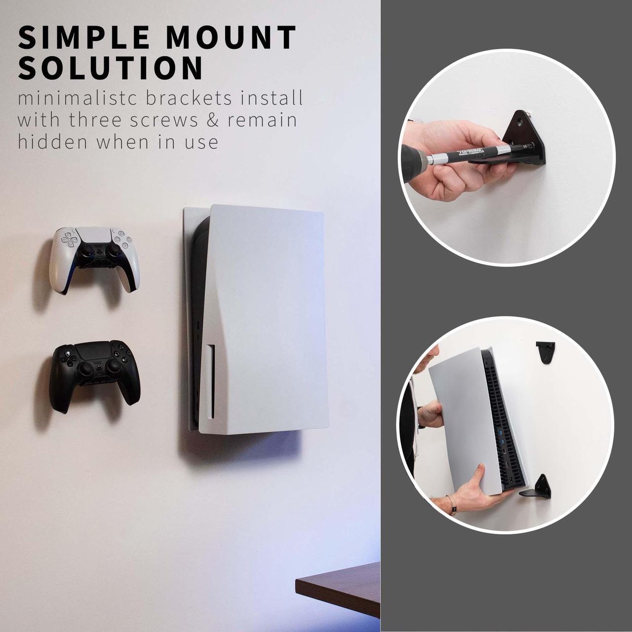 Alt view image 6 of 7 - VIVO 2 in 1 Wall and Desk Mount Designed for the PS5 Gaming Console + 2 Controller Mounts (MOUNT-PS5C)