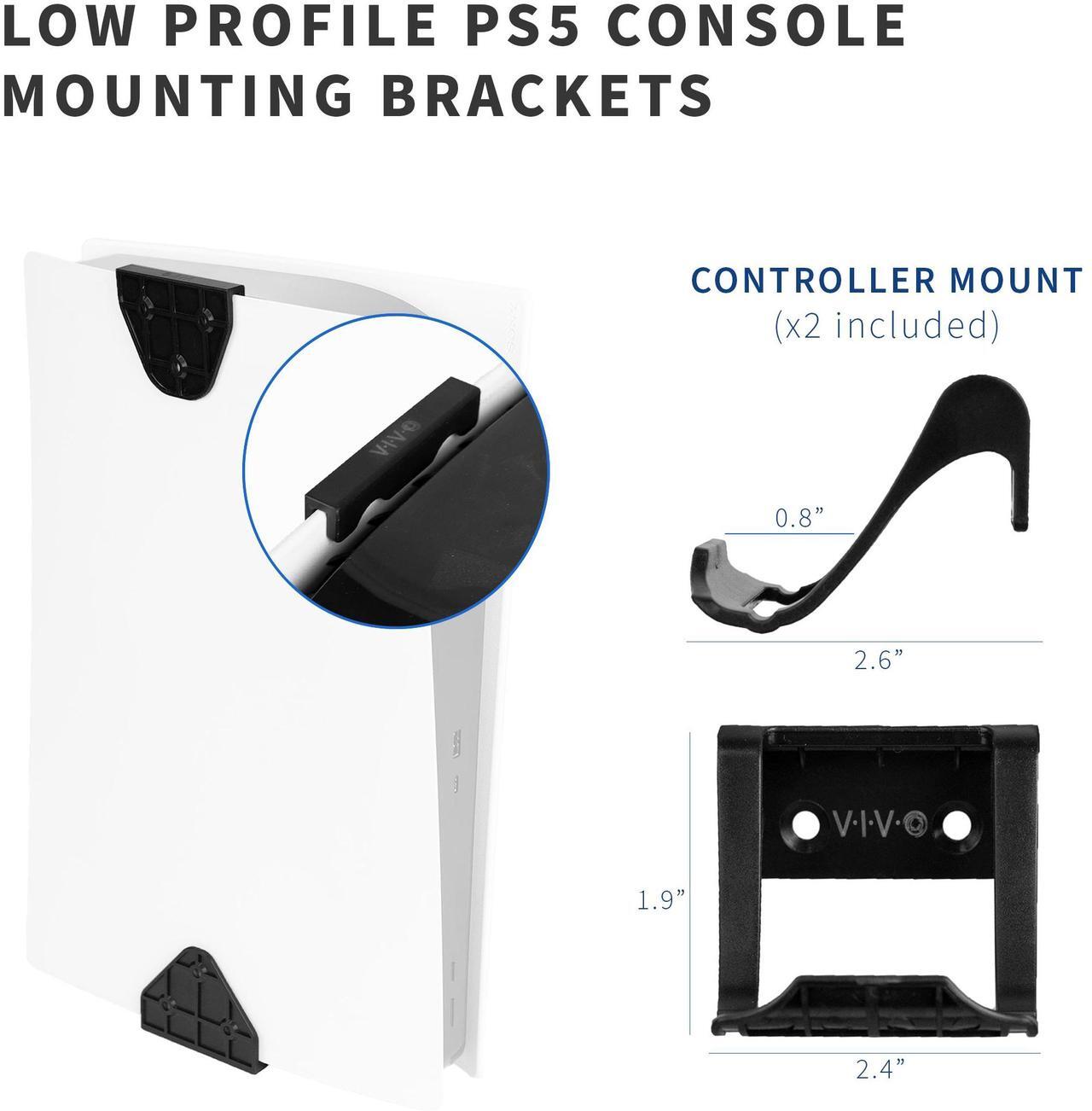 Alt view image 5 of 7 - VIVO 2 in 1 Wall and Desk Mount Designed for the PS5 Gaming Console + 2 Controller Mounts (MOUNT-PS5C)