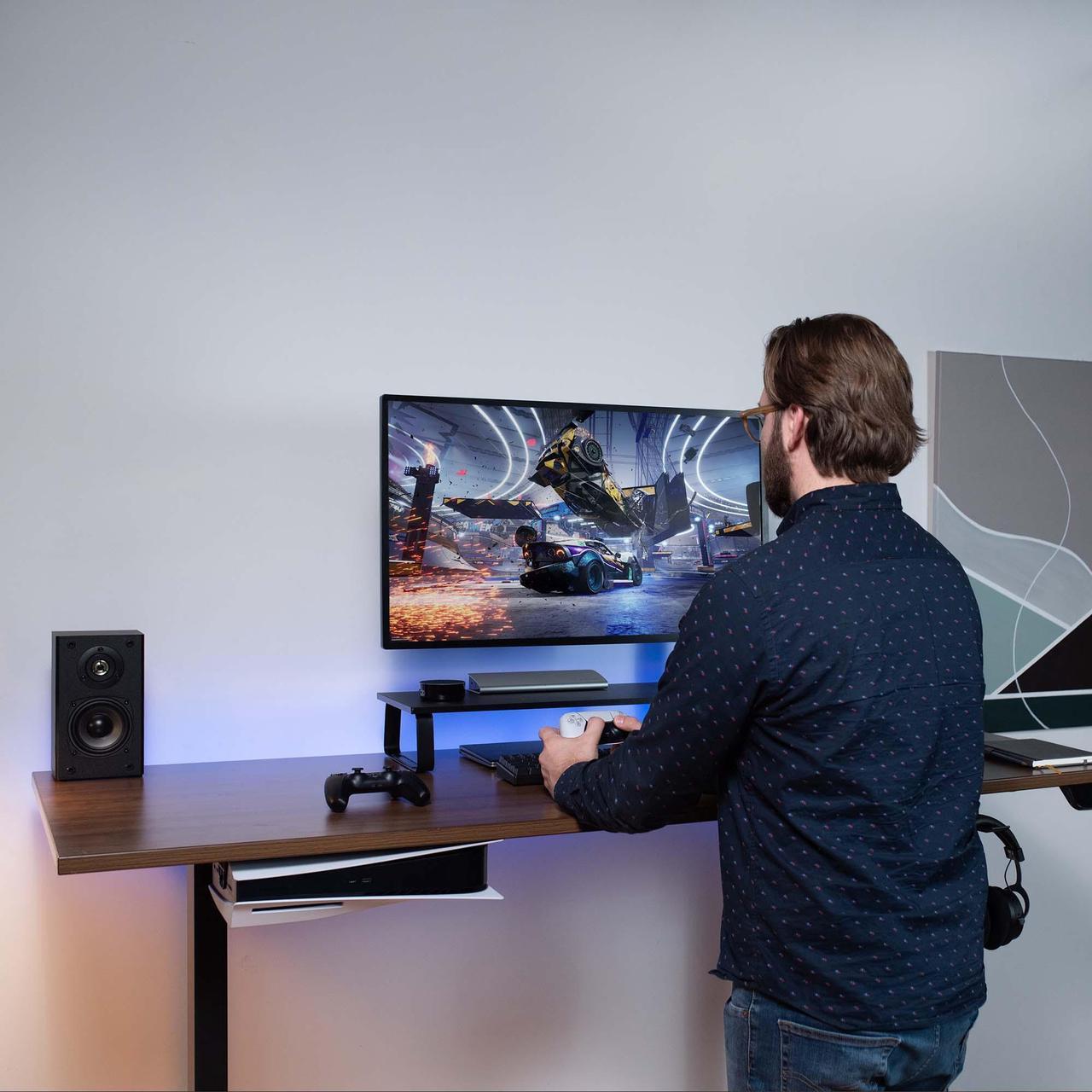 Alt view image 7 of 7 - VIVO 2 in 1 Wall and Desk Mount Designed for the PS5 Gaming Console + 2 Controller Mounts (MOUNT-PS5C)